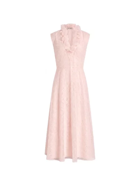 Rochie midi Alberta Ferretti cu model floral cu volane roz