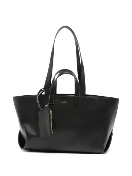 Bőr shopper táska A.p.c. autogrammal fekete
