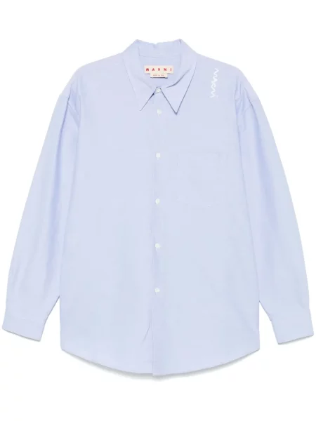 Košile Marni s výšivkou modrá