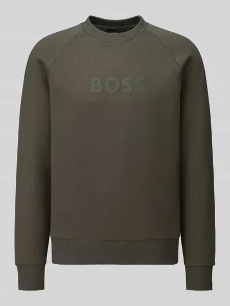 Bluza z tonalnym napisem z logo model Salbo' Boss Green