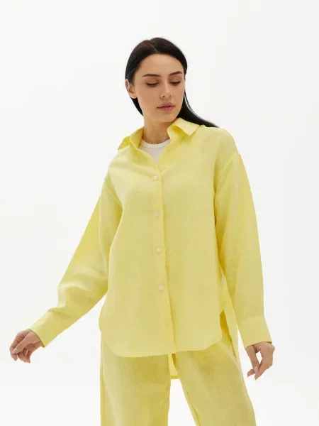 Льняная рубашка Feel And Fly желтая