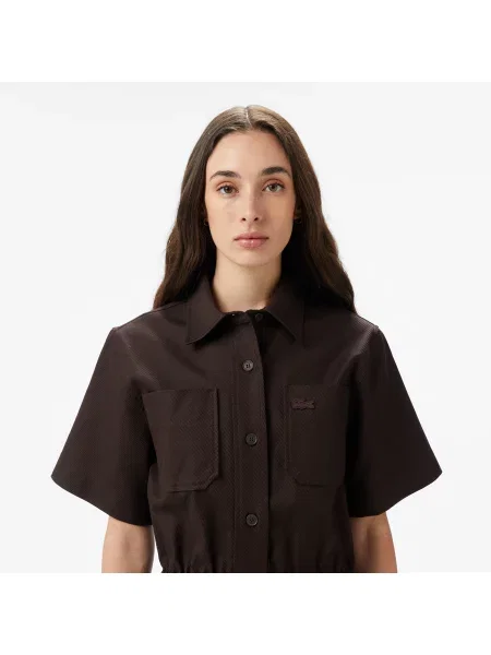 Lacoste Sukienka Z Krótkim Rękawem Classic Fit brązowa