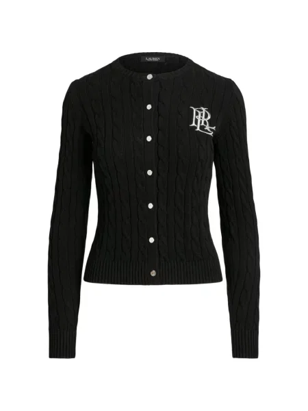 Cardigan Lauren Ralph Lauren cu broderie tricotate negru