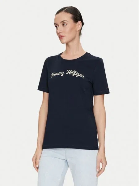 Tommy Hilfiger Tricou Script Bleumarin negru