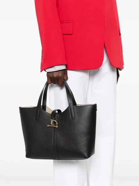 Bőr shopper táska Strathberry fekete
