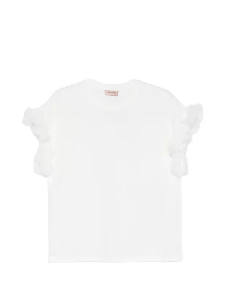 Tricou Twinset cu volane alb