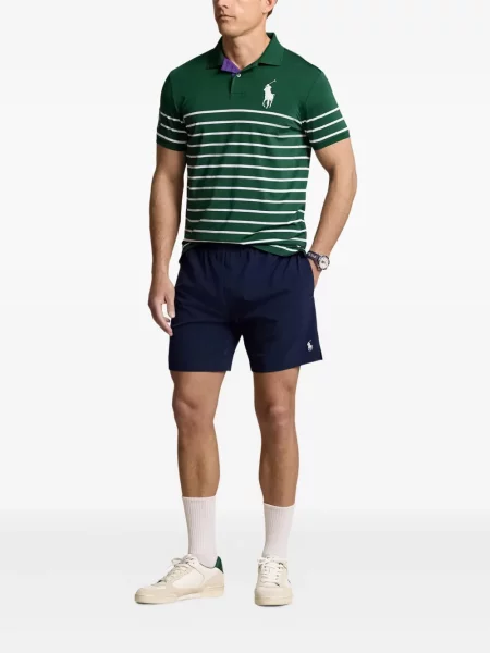 Tricou Polo Ralph Lauren din piele cu broderie în carouri maro