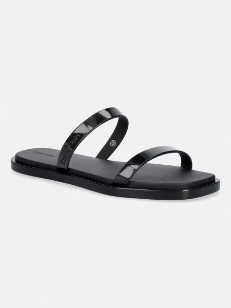 Calvin Klein pantofle JELLY SNDL DOUB BAR SHINY ST TPU černé