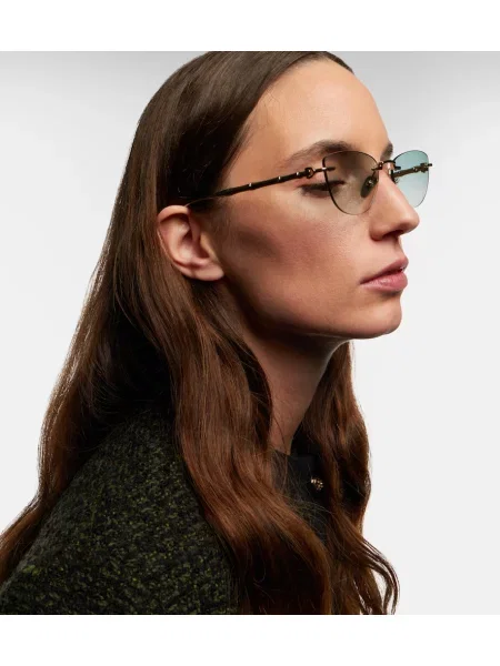 Ochelari de soare Gucci din bambus verde