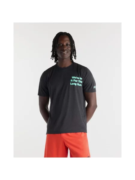 Koszulka z krótkim rękawem New Balance RC Essential Graphic zielony wodny S czarny