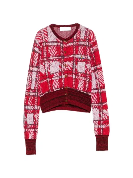Cardigan Vivienne Westwood în carouri roșu