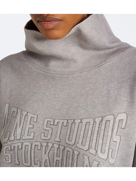 Fleecová fleecová mikina Acne Studios s autogramom sivá