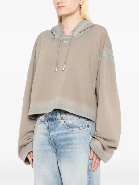 Hanorac cu glugă Off-white cu autograf alb