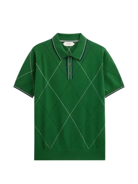 Tricou polo Pringle Of Scotland cu model argyle verde