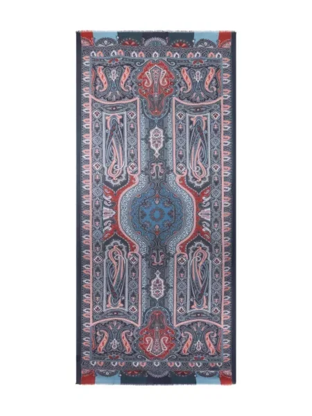 Fular Etro cu model paisley albastru