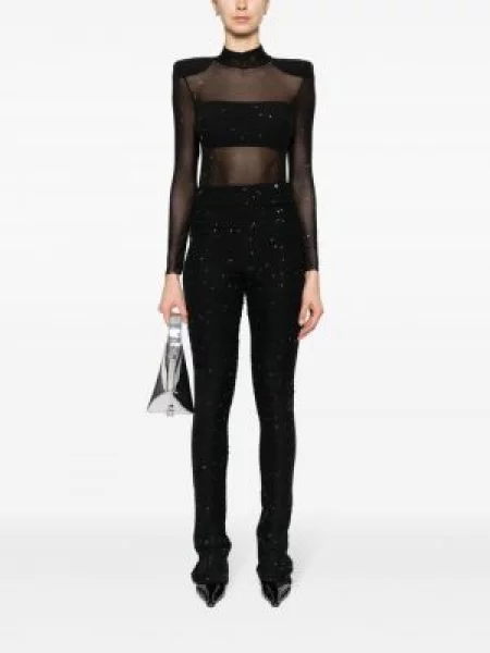 Pantaloni Nissa de cristal negru