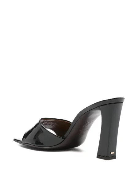 Papuci tip mules Giuseppe Zanotti cu vârf pătrat negru