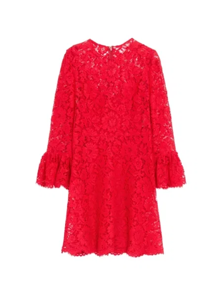Rochie Valentino Garavani cu volane din dantelă roșu