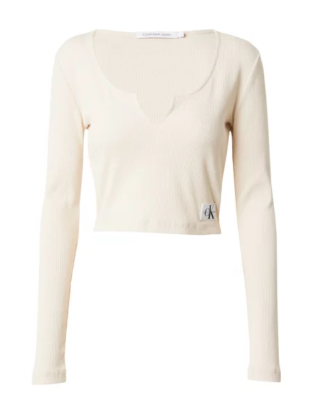Gulerat tricou Calvin Klein Jeans alb