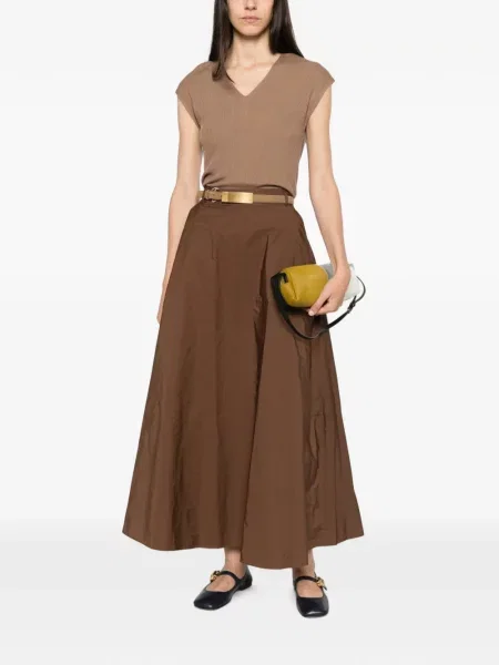 Ζωσμένος μάξι φούστα 's Max Mara καμπάνα καφέ