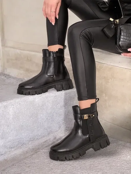 Botine Resti din piele negru