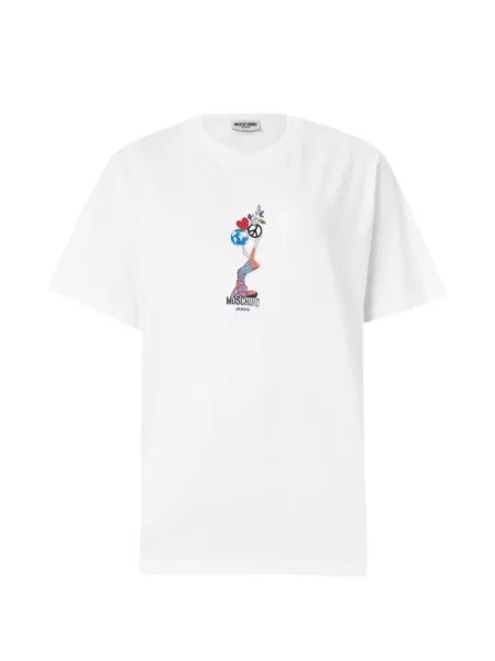 Tricou Moschino Jeans cu imagine alb