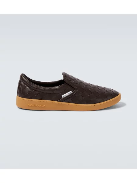 Sneakerși Bottega Veneta din piele slip-on maro