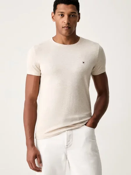 Tommy Hilfiger basic tričko pánske s elastanom béžová