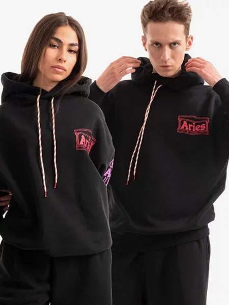 Кофта Aries Column з капюшоном з принтом бірюзовий