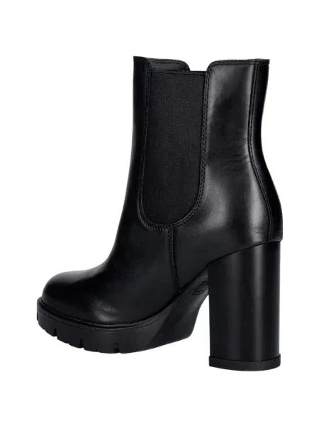 Cizme Tommy Jeans din piele cu toc înalt negru