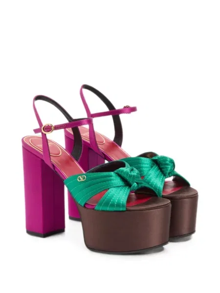 Sandale Valentino Garavani din satin cu platformă verde