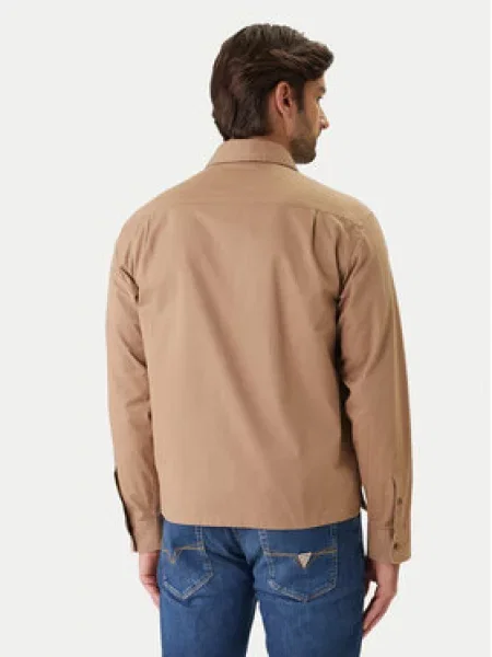 Guess Jeans košulja za muškarce od pamuka smeđa