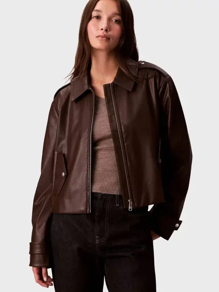 Джинсова куртка Calvin Klein Jeans коричнева