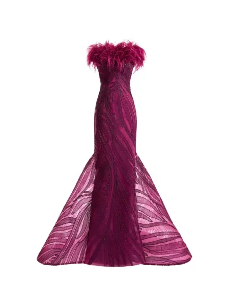 Rochie Gemy Maalouf cu pene violet