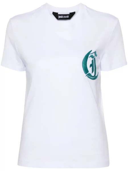 Tricou Just Cavalli cu broderie alb