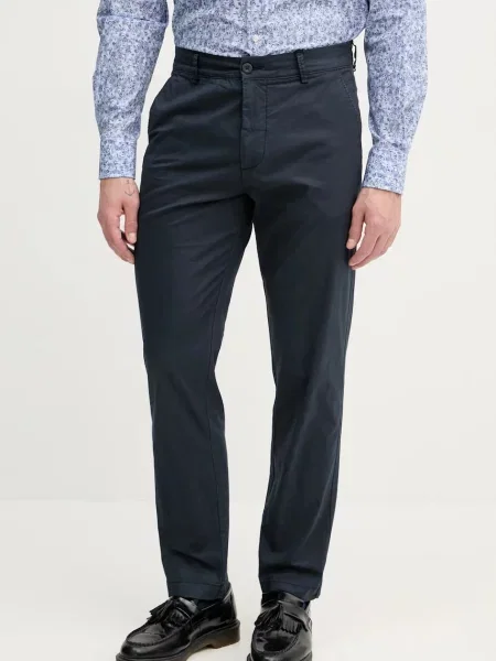 Kalhoty Pepe Jeans SLIM CHINO POPLIN tmavomodrá jednoduché