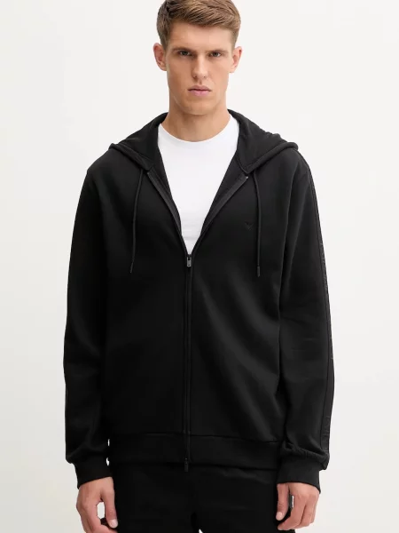 Emporio Armani Underwear kapucnis pulcsi otthoni viseletre sima kapucnis fekete