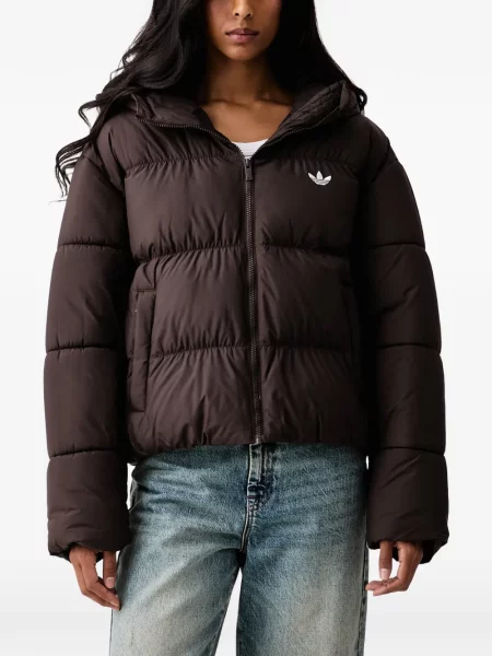 Decupat geacă Adidas cu glugă cu model piele de șarpe alb