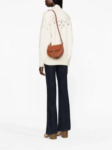 Geanta de piele Chloé din piele mini maro