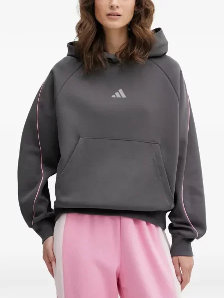 Hanorac cu glugă Adidas cu dungi cu broderie cu cordon negru