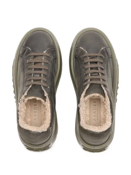 Sneakerși Casadei cu blană verde