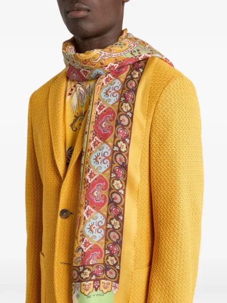 Fular Etro cu model floral cu imagine galben