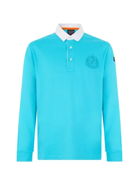 Lung tricou polo Paul & Shark cu broderie albastru