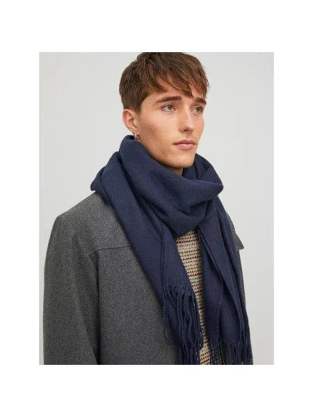 Κασκόλ Jack&Jones Σκούρο μπλε λευκό