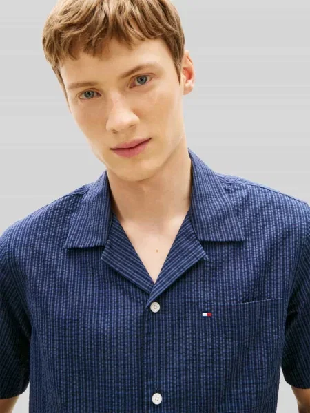Koszula z krótkim rękawem z kołnierzem z połami Tommy Hilfiger