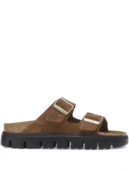 Sandale Birkenstock din piele de căprioară cu cataramă maro