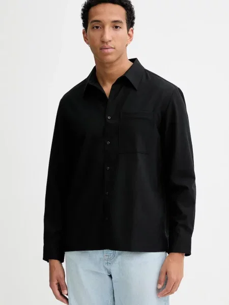 Calvin Klein cămașă din amestec de lână negru