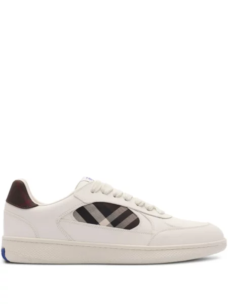 Bőr kockás sneaker Burberry fehér