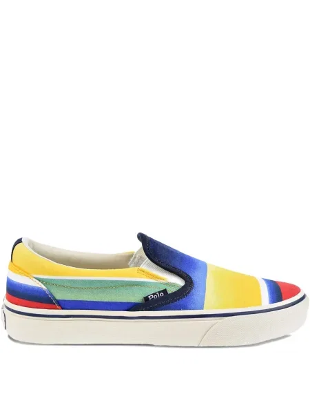 Sneakerși Polo Ralph Lauren din piele slip-on în carouri alb