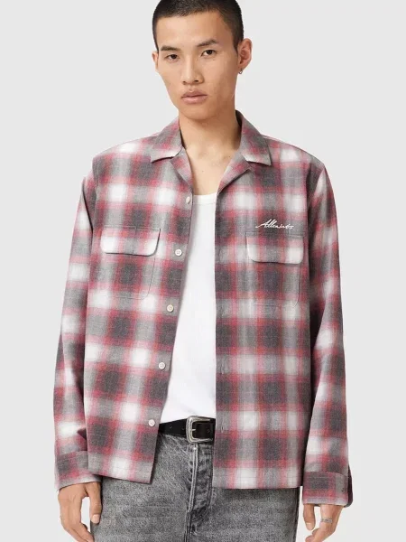 Košulja AllSaints SHAMS relaxed crvena